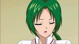 La chica hentai con cabello verde y grandes tetas es tan sexy